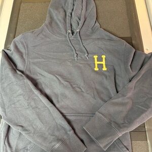 Men's Navy Huf Hoodie with Yellow Logo